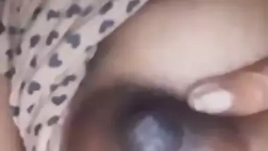 Girlfriend cute boobs showing on video call at night