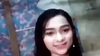 Long-haired Desi teen poses naked to show perfect XXX tits and pussy