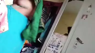 Grandmother wearing blouse and showing naked boobs