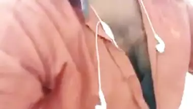 Handsome young man paws Indian's perfect boobs through red dress