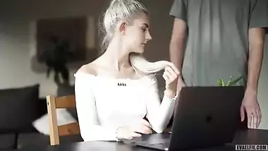 I got creampied in my tight young pussy during a zoom class - Eva Elfie