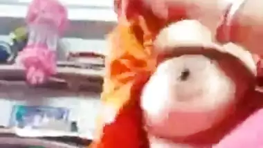 Busty village bhabhi showing boobs while dressing