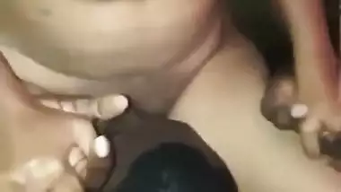 African negro man eating desi curvy wife’s pussy while husband recording