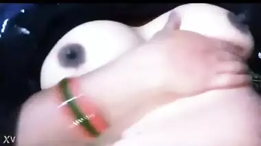 Indian Girlfriend enjoying her own boobs