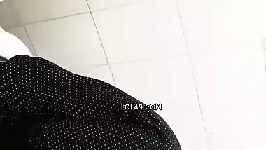Young wife doggy sex in restroom with manager
